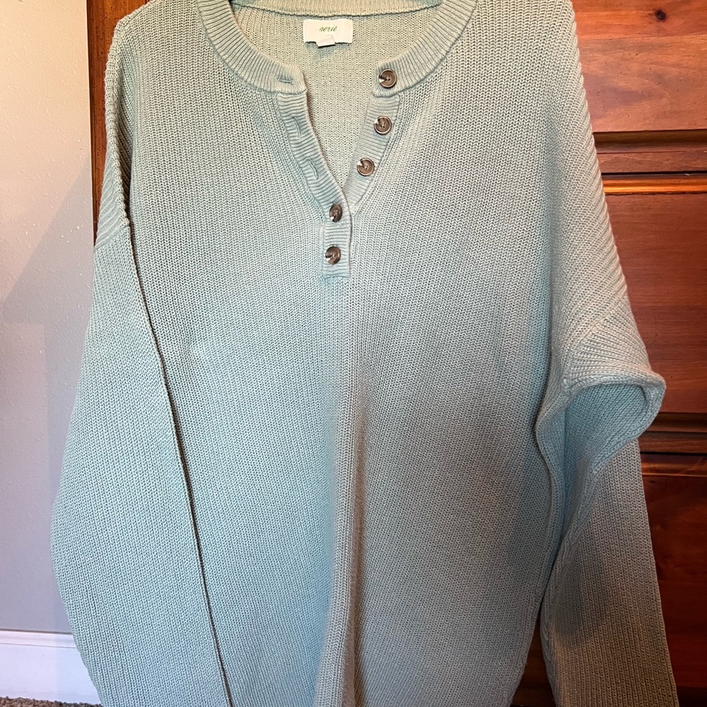 Aerie Mint Green Button-Up Sweater
